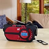 Jensen JEP-650R Emergency Dynamo Crank Radio, Multiple Power, AM/FM/SW/NOAA Weather Alert Radio with LED Flashlight, USB Cellphone Charger,SOS (Red/Black)