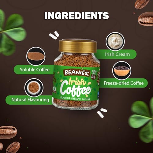 Image of Beanies Irish Cream Flavoured Instant Coffee | 50g | Freeze Dried Coffee with Irish Cream (Pack of 2)