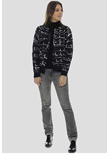 Casaco Aberto Xadrez Preto e Branco Sob com Lurex Preto