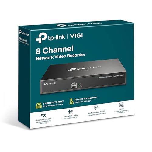 Image of VIGI 8-Channel NVR1008H Network Video Recorder, 4K HDMI Output, H.265+ Compression, 80 Mbps, Two-Way Audio, Remote Monitoring Compatible with TP-Link