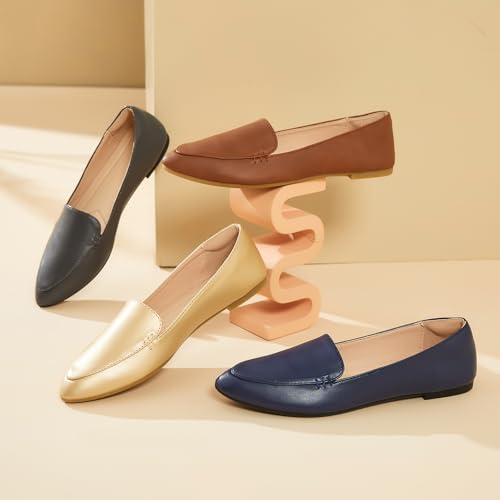 Image of FINIWOR Loafers for Women Flats Shoes Women Pointed Toe Dress Shoes Comfortable Memory Foam Penny Loafers Slip On Shoes