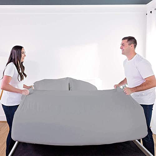 Image of 1800 Brushed Microfiber Bedsheet | Bedsheets | Bed Sheet | chadar - Soft and Breathable - Flat Sheet with 2 Pillow Cover - Double Size Light Grey Solid