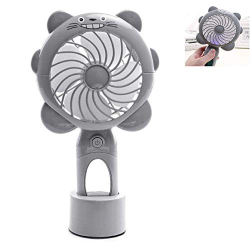 Totoro Handventilator, Mini USB Ventilator, LED Nachtlicht, Mit kleinem Spiegel, Standventilator Ventilator Design, Tragbarer Mini Lüfter, für