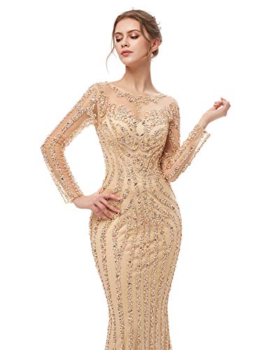 Belle House Women's Prom Dress 2021 Long With Sleeves Sexy Mermaid Formal Evening Dress Beading Luxury Ball Gown Bridesmaid Dress #TOP3