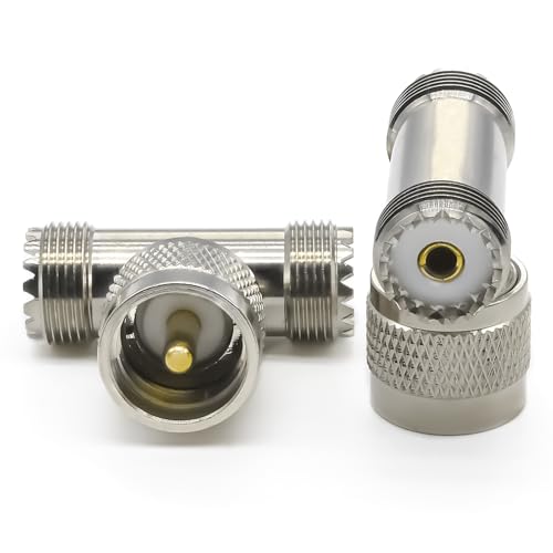 2 Conectores UHF Tee PL259 3 vías para radios y antenas miniatura 5