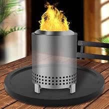 TOHONFOO Tabletop Fire Pit Mat - Compatible with Solo Stove Mesa & Mesa XL, Black Bamboo Mat, 10in Round, Modern Style