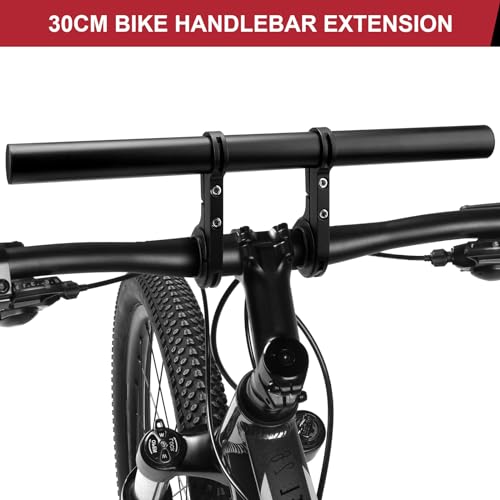 Kigniote Fahrradlenker Erweiterung 30cm Fahrradlenker Verlängerung Aluminium Fahrrad Extender Halterung Fahrrad Lenker Erweiterung für Lenker mit 18-34mm für Taschenlampe Smartphones GPS-Geräte