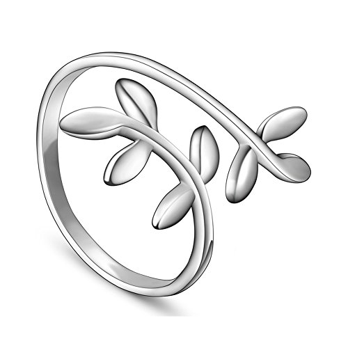 Sweetiee Anello in Argento Sterline 925 con Ghirlanda d'Albero, Argento, 17.5 mm