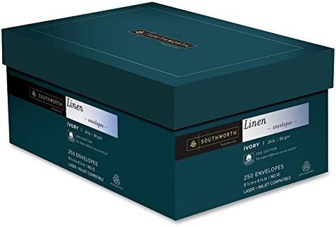 Miniatura 5 de Southworth Sobres de negocios de lino de algodón reciclado, 55% certificado FSC, 10 (4 18 pulgadas x 9 12 pulgadas), 24 libras, marfil, caja de 250,