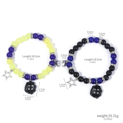 SONGCHANGJEWELRY Wybie with Matching Bracelets for Couple Best Friend - Buttons Charms, Horror Movie Cosplay Costume Accessories - Birthday Memorial Day Gifts for Women Men Fans2