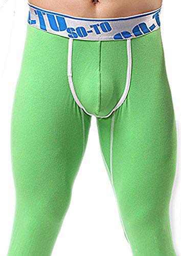 soutong Winter Warm Men Long Johns Cotton Printed Thermal Underwear Men Thermo Underwear Long Johns Underpants qk04 (L, Green)