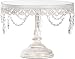 Anastasia Collection Antique White Washed 10 Inch Mirror Cake Stand with Glass Crystals, Round Metal Wedding Party Dessert Cupcake Pedestal Display