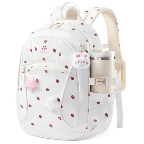 Image of LOVEVOOK School Backpack for Teen Girls & Kids, Lightweight Large Capacity Waterproof Bookbag with 15.6 inch Laptop Compartment, Cute Ergonomic Bag for Elementary Middle School Students