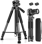 JOILCAN Tripod pour caméra, 67" Trépied de caméra lourd, trépieds téléphoniques pour l'enregistrement vidéo Vlog photo, trépodes en aluminium avec support & Sac de voyage pour caméras DSLR iPhone Laser de projecteur