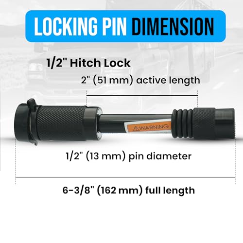 Image of 2 inch Trailer Hitch Pin Lock - 5 /8 inch Locking Receiver Hitch Pins for Class III IV Hitches | Weatherproof Anti-Theft Lockable Pin with Dust, Mud & Gunk Protection | Tow Truck, Boat, Bike