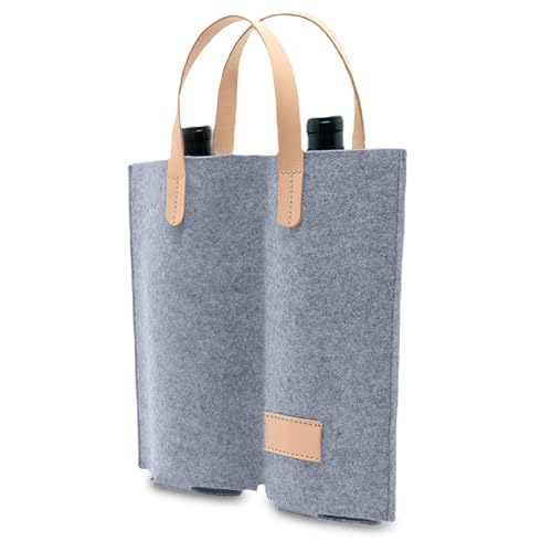 Daphilly Wine Bags - 2 Bottle Felt Gift Bags for Wine Perfect for Birthday Wedding Graduation Christmas & Thanksgiving