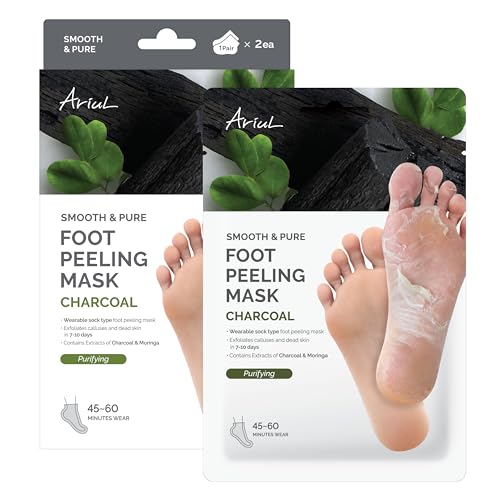Image of Ariul Smooth & Pure Foot Peeling Mask (1 Pair) Korean Exfoliating Purifying Foot Mask Socks for Dead Skin & Callus Removal, AHA BHA Foot Peel Treatment for Dry Cracked Feet, Soft Smooth Foot Care Mask (Charcoal)