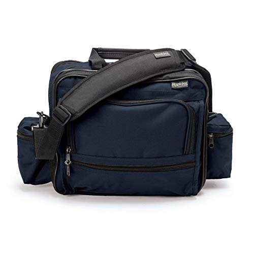 Hopkins Medical Products Mark V Shoulder Bag, HIPAA Compliant Lockable Zippers for Security, Adjustable Straps and Reinforced Bottom, Fold-Down Compartment for Easy Access, 13x11.25x7.5 inch, Navy
