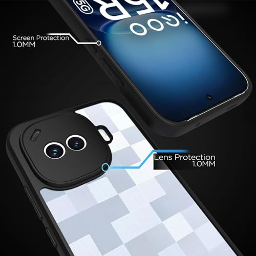 Image of RIGGEAR Shockproof Sleek Hybrid Armor Back Cover Case for iQOO 15R 5G (Clear PC + Black TPU Bumper)