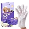 HICC PET Cleaning Deodorizing Glove Wipes for Dogs & Cats, Vet Recommended Hypoallergenic Hydrating & Nourish Fur Pet Grooming Glove Wipes, Pet Bathing Wipes for Horse Coat Care, 6pcs Verbena Scent