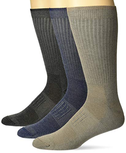Carolina Ultimate Men's Ultra-Dri Lightweight Cushion Boot Crew Socks 3 Pair Pack, Assorted, Large