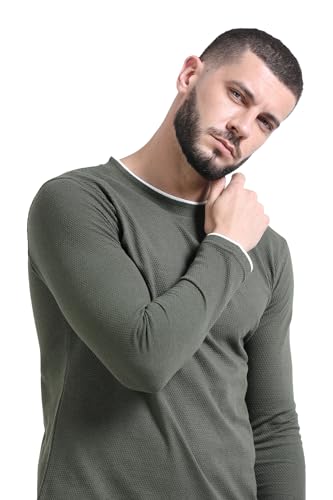 Image of fanideaz Mens Popcorn Textured Cotton Full Sleeve Round Neck T Shirt for Men Soft and Breathable Fabric Trendy Look Regular Fit Ideal for Daily Casual Wear