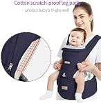 Baby Carrier with Hip Seat Lumbar Support for Newborn, Infant & Toddler, Large Storage Capacity, 100% Cotton Lightweight and Breathable