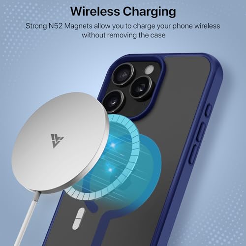 Image of eller sante Zenon Magpro Back Cover Case for iPhone 16 Pro Max Scratch Resistant Camera Screen Protector TPU Shockproof with Stand Holder Mag-Safe Wireless Charging- Blue
