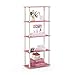 Furinno TURN-N-TUBE Storage Shelves, 5-Tier Book Shelf, Corner Shelf, Toolless Open Shelves, for Organization and Storage, Living Room, Garage, Home Office, Pink