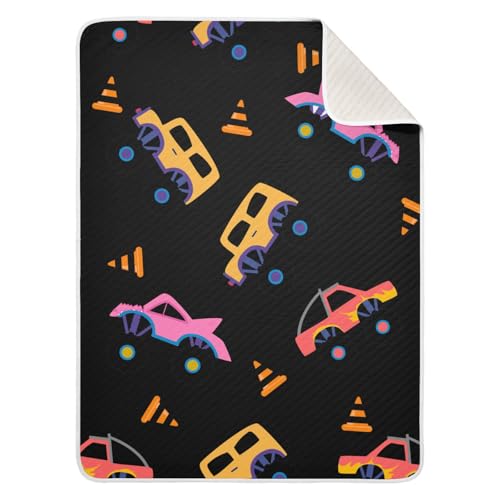 Monster Cars - Manta de algodón para bebé, manta cálida para niñas, viajes, 76 x 101 cm