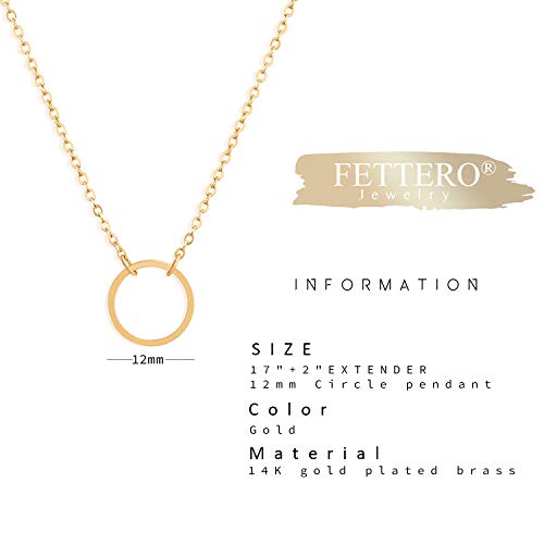 Image of Fettero Pendant Necklace Gold Choker Layered Coin Open Karma Circle Full New Crescent Moon 14K Gold Plated Simple Dainty Necklaces for Women Jewelry Gift