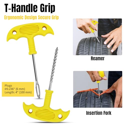 Tire Repair Kit, 33Pcs Heavy Duty Tire Plug Kit,Universal Tire Repair Tools to Fix Punctures and Plug Flats Patch Kit for Cars, Motorcycles, Atvs, Tractors, Etc - Image 4