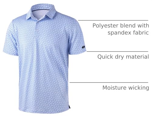 Image of Obla Mens Golf Polo Shirts Short Sleeve Dry Fit Performance Moisture Wicking Casual Print Collared Golf Shirts for Men