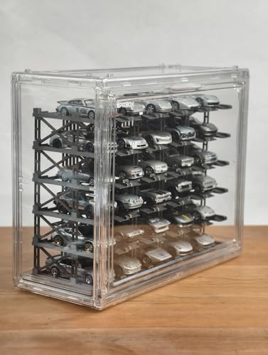 Image of 1:64 Diorama Transparent Acrylic Display Case 20 /30 Parking Space | Magnetic Switch, High Transparency, Compatible with 1:64 Scale Diecast Hot Wheels Models Cars