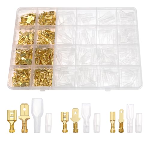 YIXISI 440 PCS 2.8mm 4.8mm 6.3mm Male and Female Wire Spade Connector Kit, Electrical Crimp Terminal Block Assortment Kit