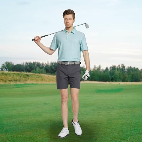 Image of M MAELREG Mens Golf Shirt Short Sleeve Dry Fit Print Moisture Wicking Performance Patterns Collared Polo Shirt