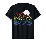 Gay Mountains Rainbow Pride Flag LGBTQ Hiking Camp Men Women T-Shirt