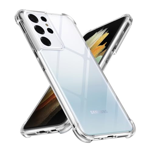 Xiltlly Funda para Samsung Galaxy S21 Ultra 5G 6.8', Carcasa Protectora Thin Antigolpes Transparente Suave TPU Silicona Anti-arañazos Bumper Caso con Esquinas Reforzadas Clear Case para S21 Ultra 5G