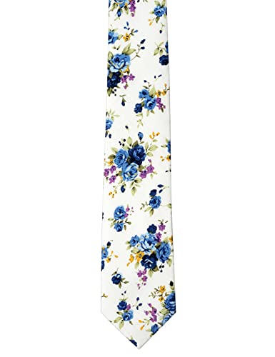 Image of BELLUNO Men's Cotton Floral Skinny Tie, 2.5 inch Width, with Gift Box