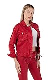 chaqueta vaquera roja hombre Cordón ajustable en la cintura.