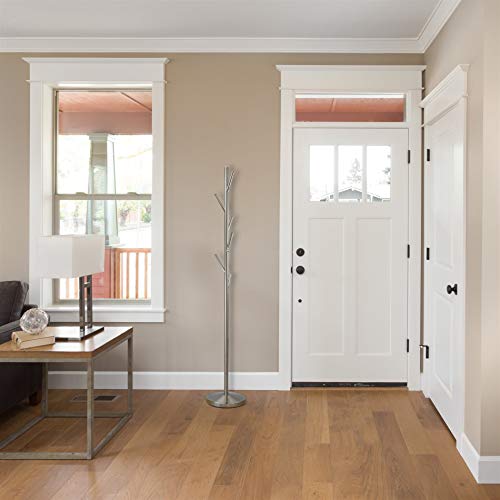 Kira Home Addison 68" Free Standing Metal Coat Rack, Satin Steel Finish