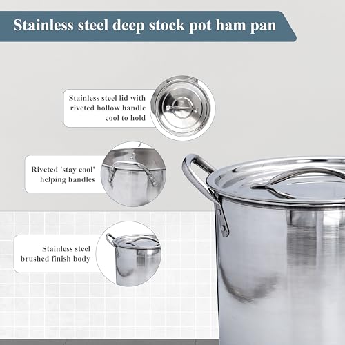 Buckingham Stock Pot with Stainless Steel Lid Premium Quality Multi Purpose Cooking Pot for Cooking Soups Stews & Brew Boiling 6 Litre