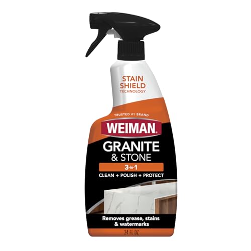 Weiman Granite & Stone Cleaner Polish & Protect Spray - Streak-Free pH Neutral Daily Cleaner for Granite Marble Quartz Soapstone & Travertine Natural Stone Countertops 24 oz (709ml)