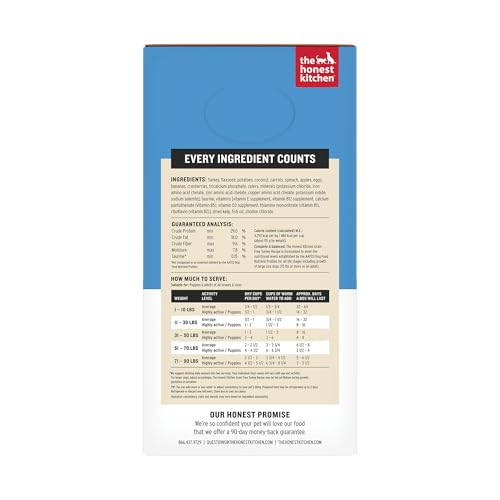 Image of The Honest Kitchen Human Grade Wholemade Dehydrated Dog Food, Grain Free Dog Food, Turkey, 4 lb (makes 16lbs)