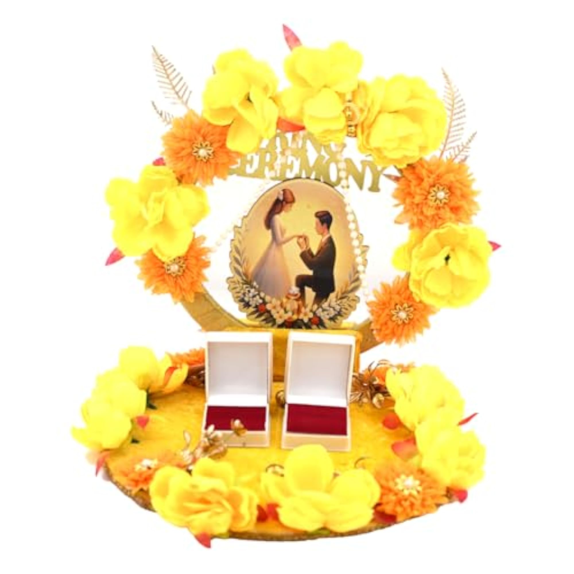 Yellow Wedding Engagement Ring Platter Set