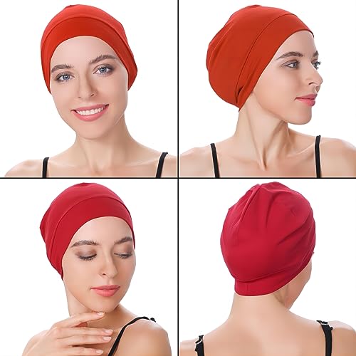 Image of Headshion Cotton Skull Caps for Men Women,2-Pack Lightweight Beanie Sleep Hats Breathable Helmet Liner