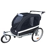 MB Large Pet Dog Stroller and Bike Bicycle Trailer with Suspension/Shocks (Black)