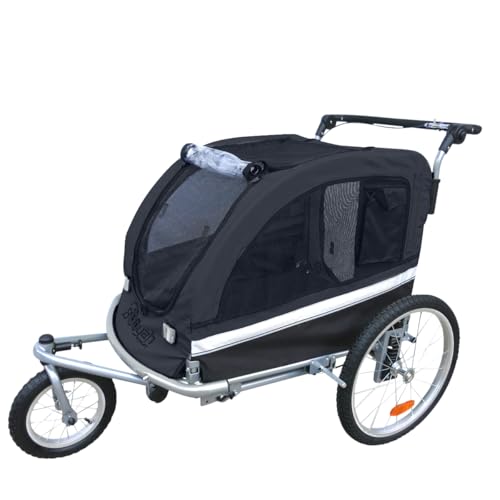 Large Pet Dog Stroller and Bike Bicycle Trailer with Suspension/Shocks (Black)