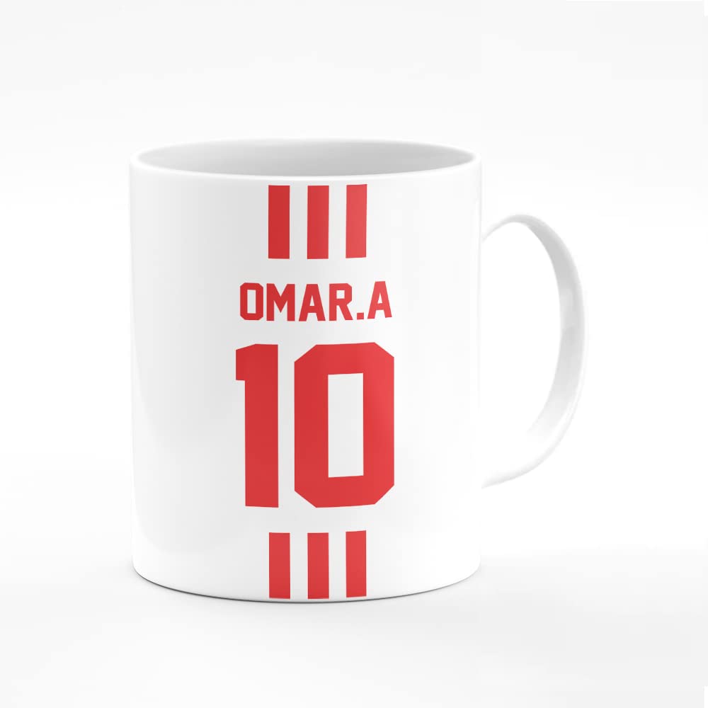 StylizeddDesigner Printed Coffee Mug with Heavy Duty Handle 11oz Ceramic Personalised Gift Mugs Cup [Microwave Safe & Dishwasher Proof ] -Football Team - UAE, Player Name - Omar.A