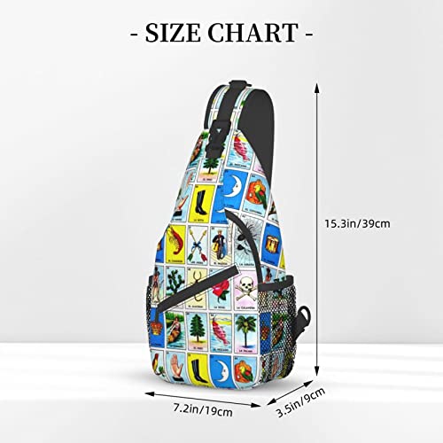Mexican Loteria Cards Crossbody Bags Women Men Cross Chest Bag Adjustable Sling Backpack Shoulder Bag For Cycling Travel Sport Hiking3